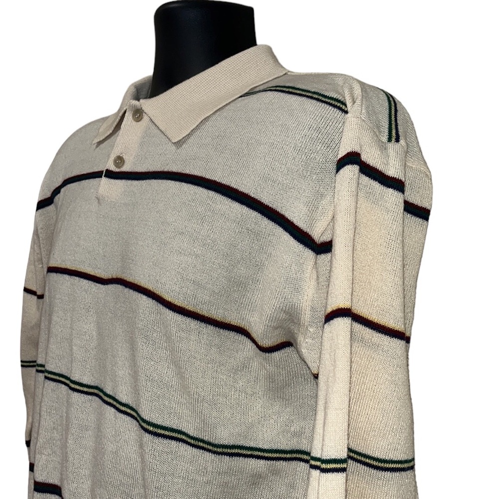 Vintage Par Four Polo Style Striped Acrylic Sweater~Korea~M